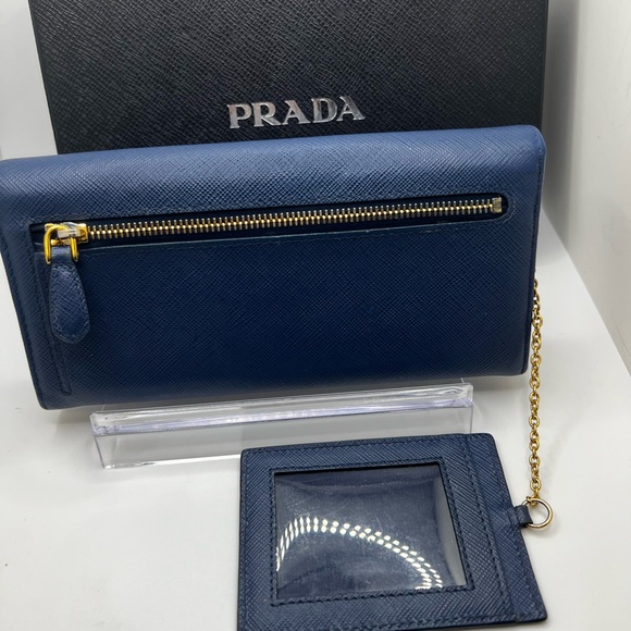GUC Prada Navy Saffiano Long Wallet with Box - Picture 2 of 11